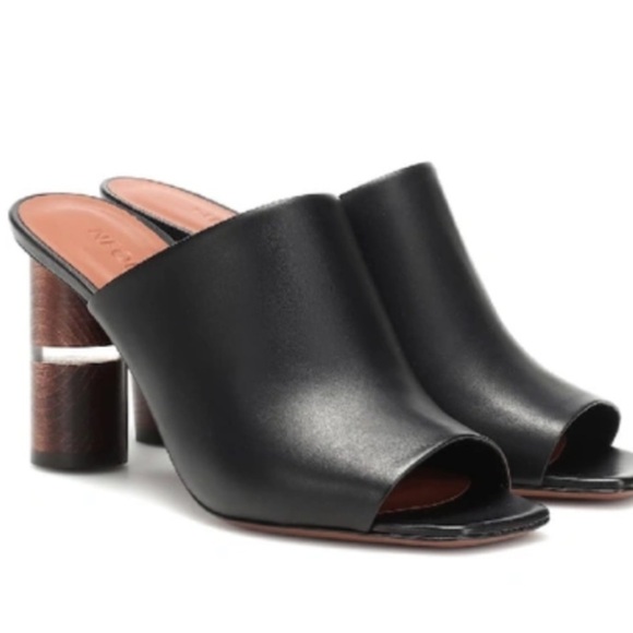 Neous Shoes - Neous Cerato Black Leather Heeled Sandals Size 38 1/2/8US